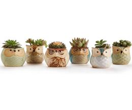 1Pcs Lovely Ceramic Mini Pot Desk Planter For Succulent Plant Bonsai Flower Cactus Owl Pot Gifts For Women Girls Boys Kids Y03142078732