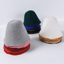 Berets Classical Women Cloche Bucket Felt Hat Autumn Winter Wool Cone Hood Millinery Craft Hats Fascinators Block Base BodyBerets 240g