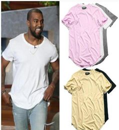 Curved Hem Hip Hop Tshirt Men Urban Kpop Extended T shirt Plain Longline Mens Tee Shirts Male Clothes7444897