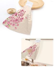 Towel Cherry Blossom Flower Tower Japanese Hand Towels Home Kitchen Bathroom Hanging Dishcloths Loops Soft Absorbent Custom Wipe