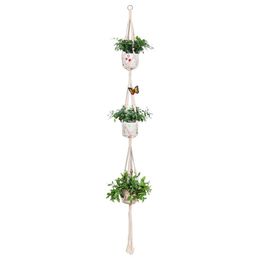 Hanging Flower Pots Holder Hanging Basket Flower Pot Net Basket Sling Cotton Rope 180cm Macrame Plant Hanger ZC07365066868