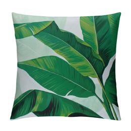 Tropical Leaves Throw Pillow Covers, Decorative Burlap Square Outdoor Cushion Cover Pillow Case for Car Sofa Bed Couch
