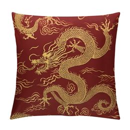 Throw Pillow Cover Pattern Feng Shui Motives China Dragon Modern Abstract Pillowcase Home Decorative Square Pillow Case Cushion Cover