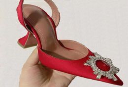 Domande scarpe vestiti con tacco di sandalo con fibbia cristallo decorazione con tacchi vera pelle di pelle vera scarpa fresca da 9,5 cm di grande dimensione 35-439319595