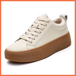 Casual Shoes Korean Style Sports Women Genuine Leather 2024 Thick-Soled Comfy Breathable Fashion Platform