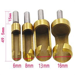 Four-piece sleeve type titanium plated wood plug drill gold round wood plug drill 8mm woodworking hole opener hardware tool