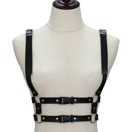 Belts Handmade Leather Body Harness Women Punk Goth Adjustable Chest Lingerie Gothic Garter Belt Crop Top 243H