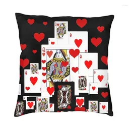 Pillow Custom Black Colour Casino Red Hearts Cards Throw Case Home Decor 3D Two Side Printing Poker Games Cover For Car
