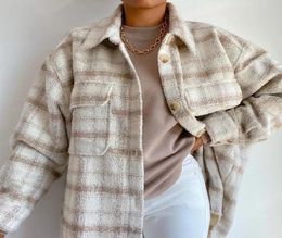 Women039s Jackets Womens Chequered Shacket Autumn 2021 Plus Size Long Grunge Female Coats Spring Plaid Shirt Jacket Oversize Vi6700146