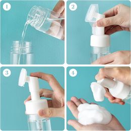 1Pcs 100-250ml Empty Soap Foaming Bottle Mousse Foam Bottle Facial Cleanser Pump Dispenser w/ Silicone Foam Massage Brush Head