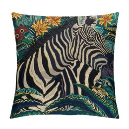 Indoor/Outdoor Zebra Jungle Decorative Throw Pillow Cover Luxury Accent Neutral Textured Art Animal Rainforest Cushion Pillow Case Living Room Couch Bed Sofa