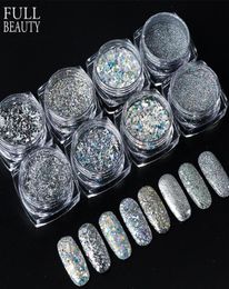 8pcs Sparkly Nail Glitter Holographic Nail Art Sequins Flakes Decorations for Manicure Polishing Chrome Pigment Set CH1506138846473