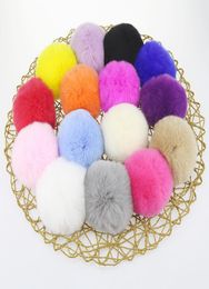 Artificial Rabbit Fur Ball Plush Fuzzy Fur Key Chain POM POM Keychain Car Bag Keychain Key Ring Pendant Jewellery Party Gift6880695