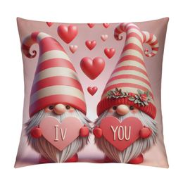 День святого Валентина Гномы бросают наволочки с подушками розовые сердца декоративные наволочки чехлы с мягкими наволочками для диван -кровать для ее подарков романтическая жена