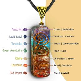 Retro Reiki Healing Energy Crystal Pendant Natural Stone for Yoga Meditation Spiritual 7 Chakra Jewellery Neckalce Amulet Orgonite 240520
