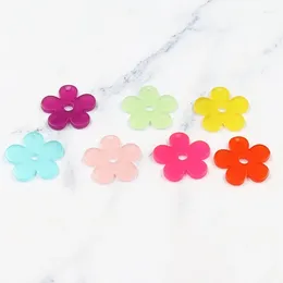 Pendant Necklaces 10 Pcs Acrylic Colour Flower DIY Accessories Sweet Pendants Handmade Bracelet Necklace Earrings Materials