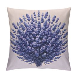 Lavender Flowers Throw Pillow Case Cushion Cover Purple Blooming Flower Couch Bed Sofa Car Waist Cushion Cover
