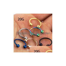 Nose Rings Studs Nose Rings Studs 20G Stainless Steel Ring Hoop Septum Body Jewellery Piercing Cartilage Earring Lip Labret Eyebrow Dr Dhzgi