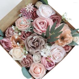 Decorative Flowers Wedding Artificial Box Set For DIY Bouquets Centrepieces Arrangements Party Baby Shower Home Decorations