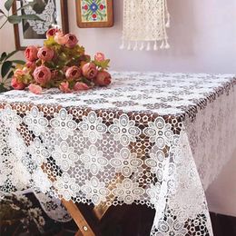 Table Cloth Hollow Lace Cotton Flower Embroidery Cover Wedding Tablecloth Kitchen Christmas Decoration And Accessories