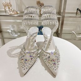 Strassabsätze Sandalen Neueste Kristalle verschönerte Schlange Stiletto Heels Rene Caovilla Luxusdesigner Knöchel rundum Frauen mit hohen Sandelendernhöhen Schuhe