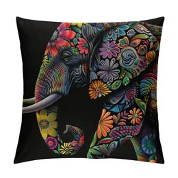 Mandala Floral Elephant Waist Lumbar Throw Pillow case Cushion Cover for Sofa Home Decorative
