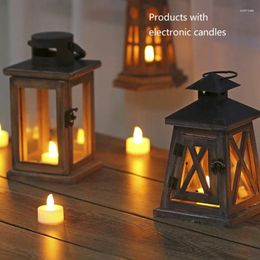Candle Holders Wood Windproof Holder Garden Decoration Plant Flower Pot Container Candlestick Wedding Props Portable Table Lamp