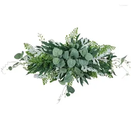 Decorative Flowers Greenery Swag Artificial Front Door Wreath Hanging Eucalyptus Leaves Garland For Home Window Wall Wedding Arch Decor