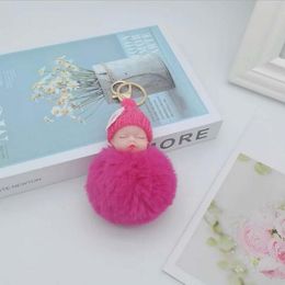 key Rings Cute doll fur ball keyring bag car pendant cartoon plush 287H