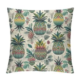 Colorful Pineapple Throw Pillow Covers Leaves Summer Tropical Cushion Cover Pillow Case for Sofa Couch Bedroom Living Room