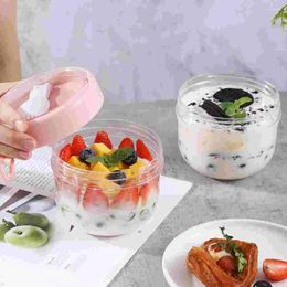 Storage Bottles 2 Pcs Cup Glass Cereal Salad Yoghourt