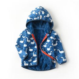 2-6T Children Clothing for Boys Girls Winter Fleece Jackets Zipper Animals Print Hooded Hot Selling Thick Baby Coats