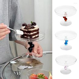 Plates Transparent Glass High-legged Fruit Plate Delicate Salad Snack Dessert Cake Display Tray Bowl Wedding Party Kitchen Tableware