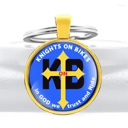 Keychains Fashion Knights On Bikes Glass Cabochon Pendant Key Chain Charm Men Women Trust And Ride Jewelry Gifts Cross Rings