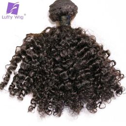 Hair Wefts Real Mongolia Kinky Curly Human Hair Bundles Remy Human Hair extensions 3c 4a Black Luffy Womens Double brushed Woven Fabric Q240529