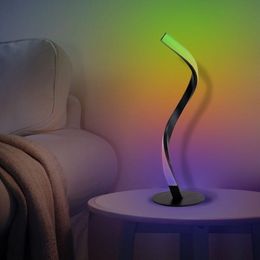 Table Lamps 110-240V RGB LED Desk Lamp Remote Control Bedside Night Light Modern Reading Atmosphere Bedroom Home Decor Lighting 255q