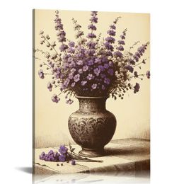 Purple Flower Canvas Art Picture Iris Floral Maluce for Home Office Współczesne dekoracje ścienne wiejskie Współczesna galeria dzieła sztuki owinięta