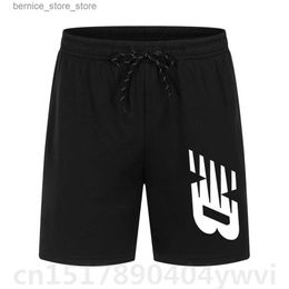 Men's Shorts Mens new summer letter N and B printed shorts fashionable casual sports capris with elastic drawstring design at the waist Q240529
