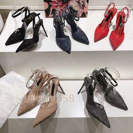 Fashion Classic High Heel Sandals Designer Luxury Brand Womens Hollow Mesh High Quality Shop Original Shoes 35-42 with Box