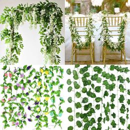 Wedding Arch Artificial Flower Decoration Fake Plant Wisteria Artificial Flower Vine Garland Wall Hanging Ivy Home Decor Leaves 3368