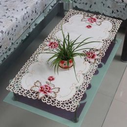 Table Cloth 40x85cm Embroidered Lace Tablecloth Rectangular Country Style Floral Mat Decor For Kitchen Dining Party