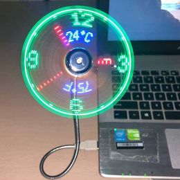 Portable USB Fans Mini Time And Temperature Display With Gooseneck LED Light Clock Cool Gadgets Products For Laptop PC Dropship