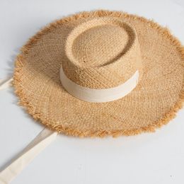 Women Ribbons Summer Hat Beach Hats Sun Visor Wide Brim Straw for Girl Fashion Adjustable Floppy Protection cap 252u