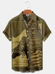 Horror Movie Monster Characters Men's Hawaiian Shirts 2023 Designer Casual Streetwear 3d Men Clothing Party Performance Tops