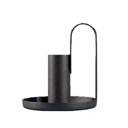 Candle Holders 1/2Pcs Retro Iron Holder Matte Black Candlestick Simple Elegant Table Decorations For Dining Room Christmas