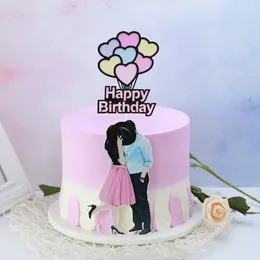 Party Supplies Creative Lovers Cake Topper Balloon Happy Birthday Castle Wedding Dessert Baking Decoration