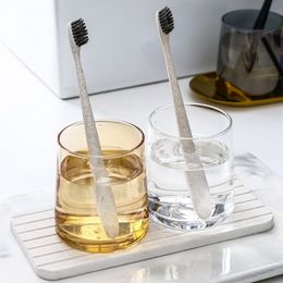 1pc Glass Mouthwash Cup Household Mouthwash Cups Bathroom Toiletries Couple Toothbrush Cup Tourism Supplies Bedroom Accessories