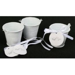 100pcs lot White Mini bucket Favours tins wedding Favours tin pails tin candy box Favours tins 241L
