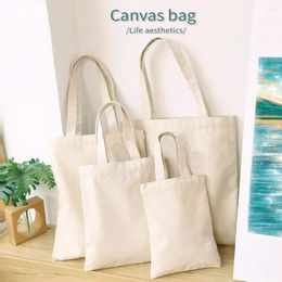 Shopping Bags Fashion Big White Canvas Bag Eco Large Tote Reusable Washable Grocery Ladies Pouch Women Handbag