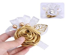 Decorative Flowers Wreaths Selling European Style Bride Bridesmaid Wrist Flower Ribbon Rose DIY Wedding Groom Groomsman Corsage 5276558